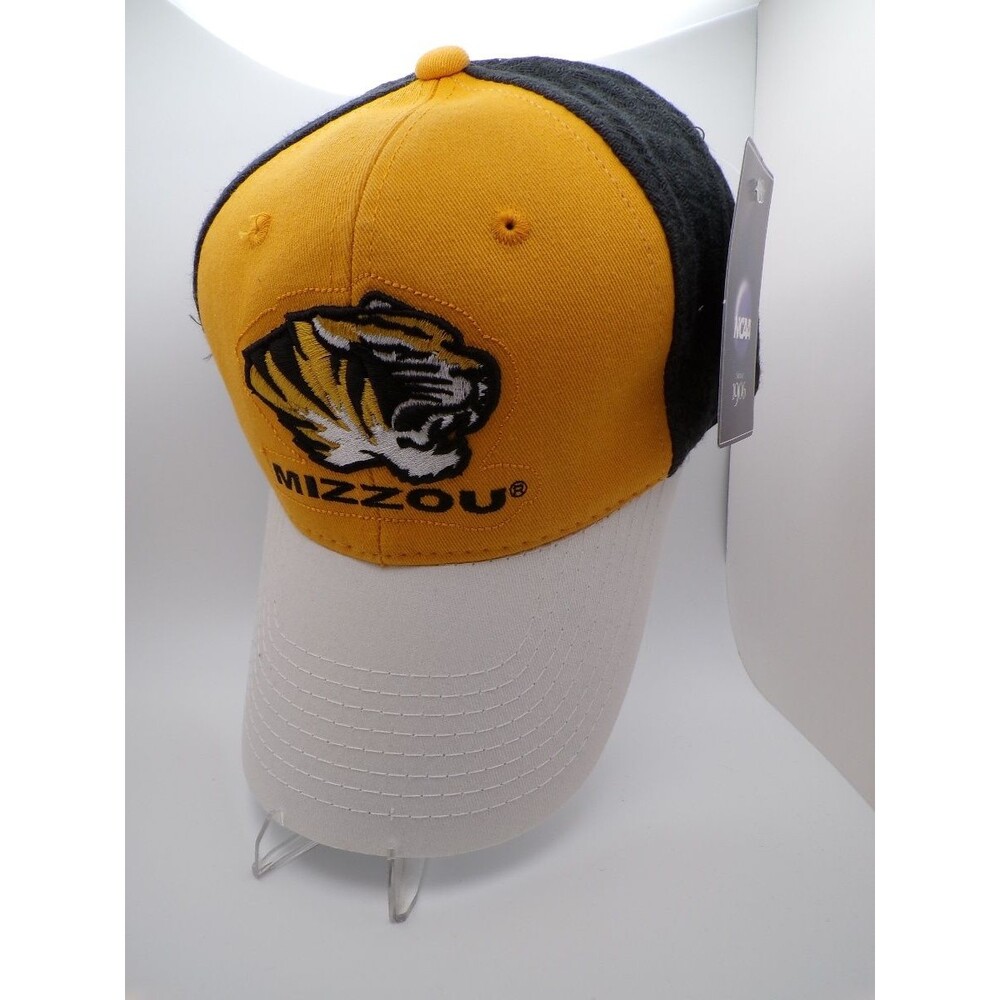 NCAA Missouri Mizzou Baseball Cap Adjustable Gold Gray White Men's